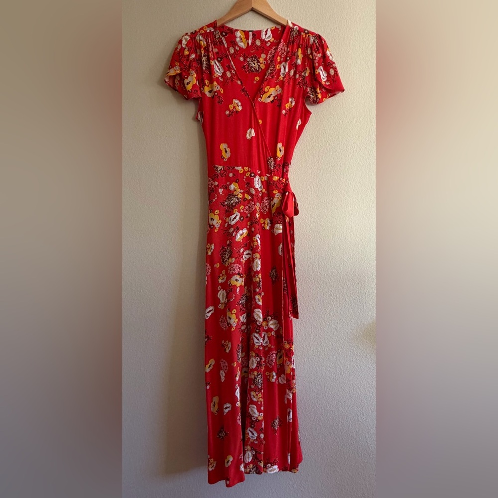 Free People Gorgeous Jess Floral Boho Wrap Maxi Dress Size Small - Picture 7 of 10